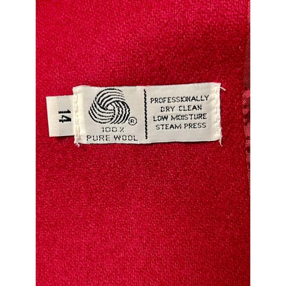 Red Wool Chesterfield Coat w Scarf-JG Hook-Size 14-Long-Winter-Single Breasted - Picture 6 of 11